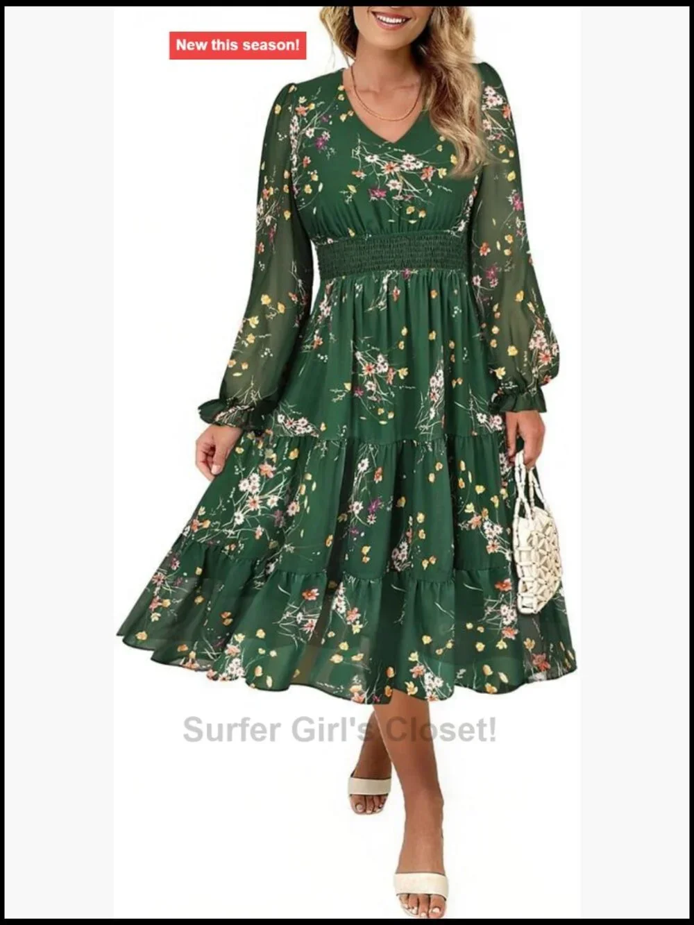 Plus Size Maxi Floral Dress Women Long Sleeve V Neck Empire Waist Flowy Chiffon